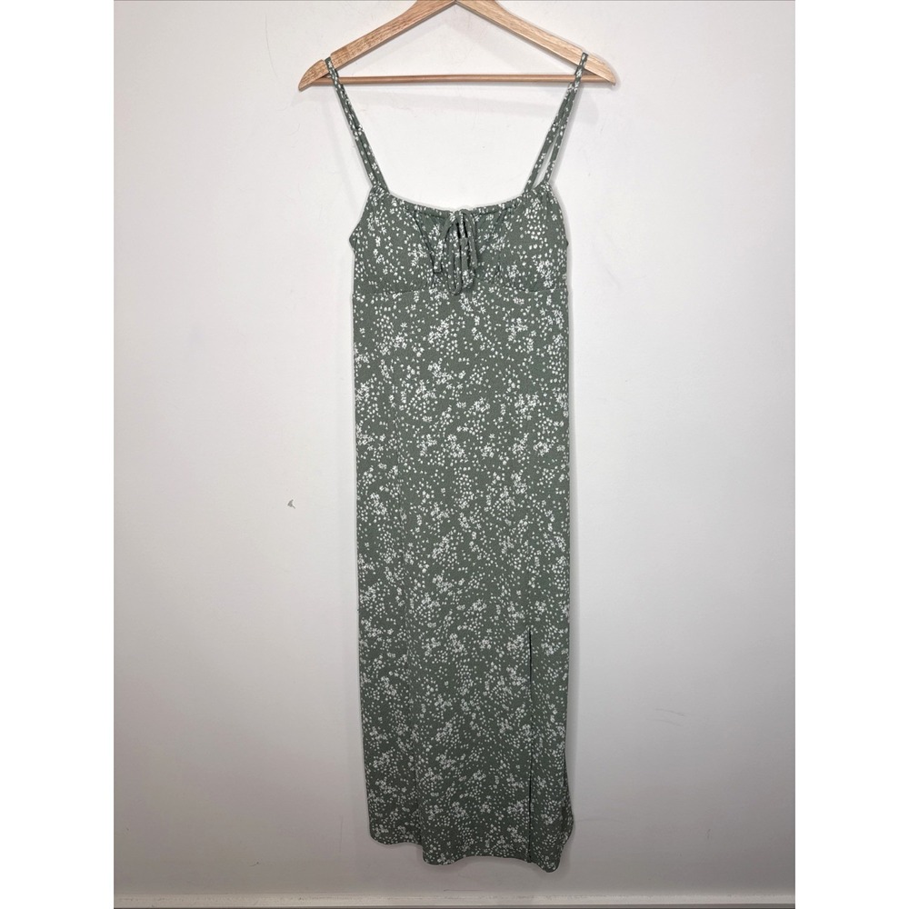 Milkmaid Cottagecore Floral Long Maxi Dress S Dainty Front Slit Keyhole Strappy - Picture 2 of 7
